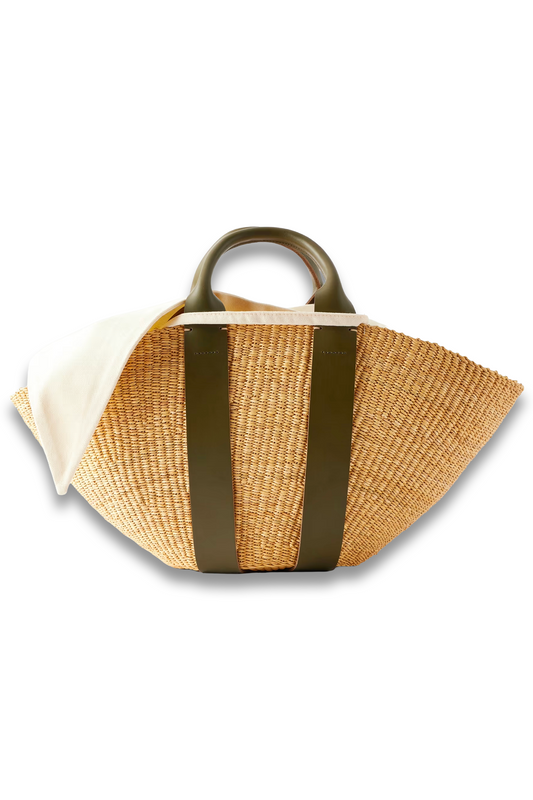 Sophie Leather-trimmed Raffia Tote
