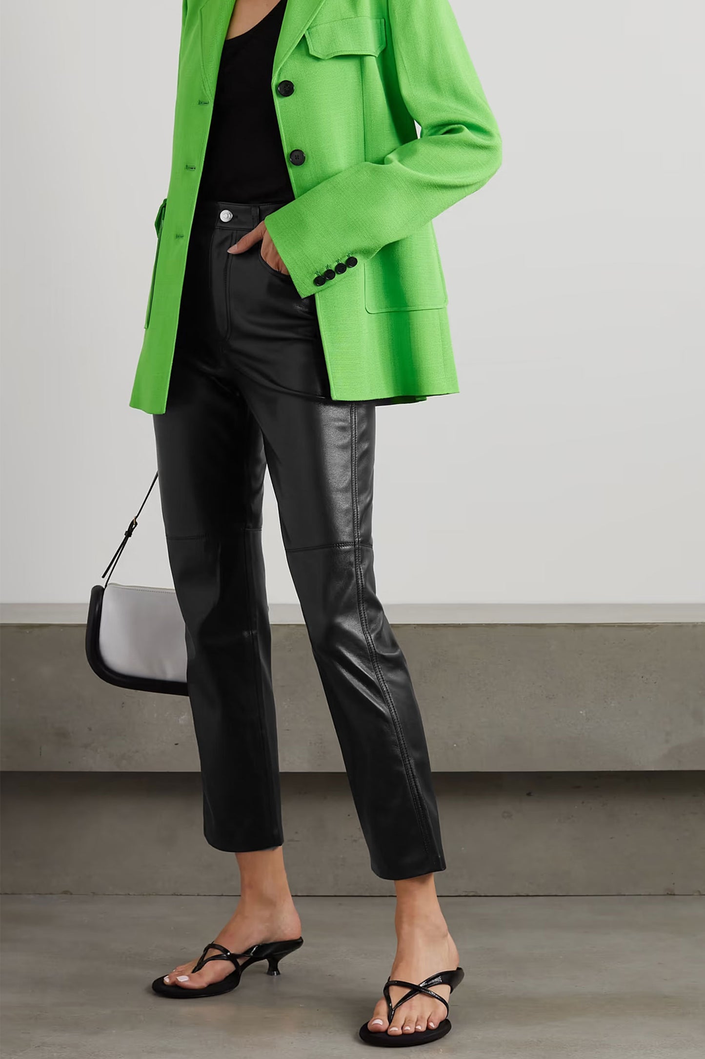 Vinni Cropped Vegan Leather Straight-leg Pants