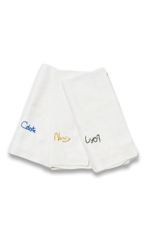 Handwritten White Linen Napkin