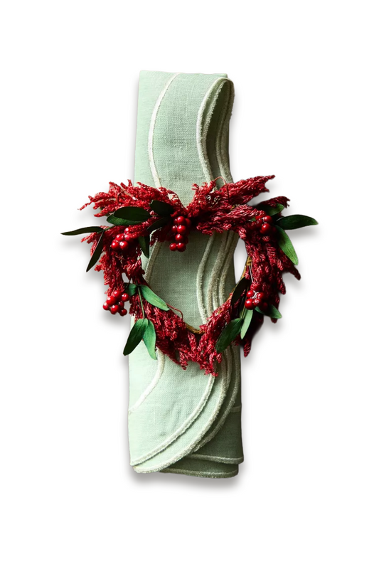 Pack Of Christmas Leaf Heart Napkin Rings (Pack Of 4)