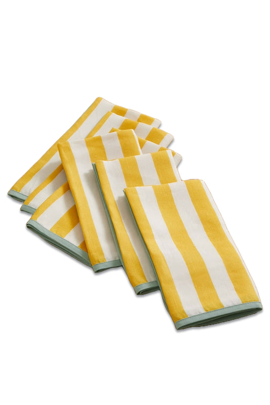 Set Of Six Striped Linen Napkins