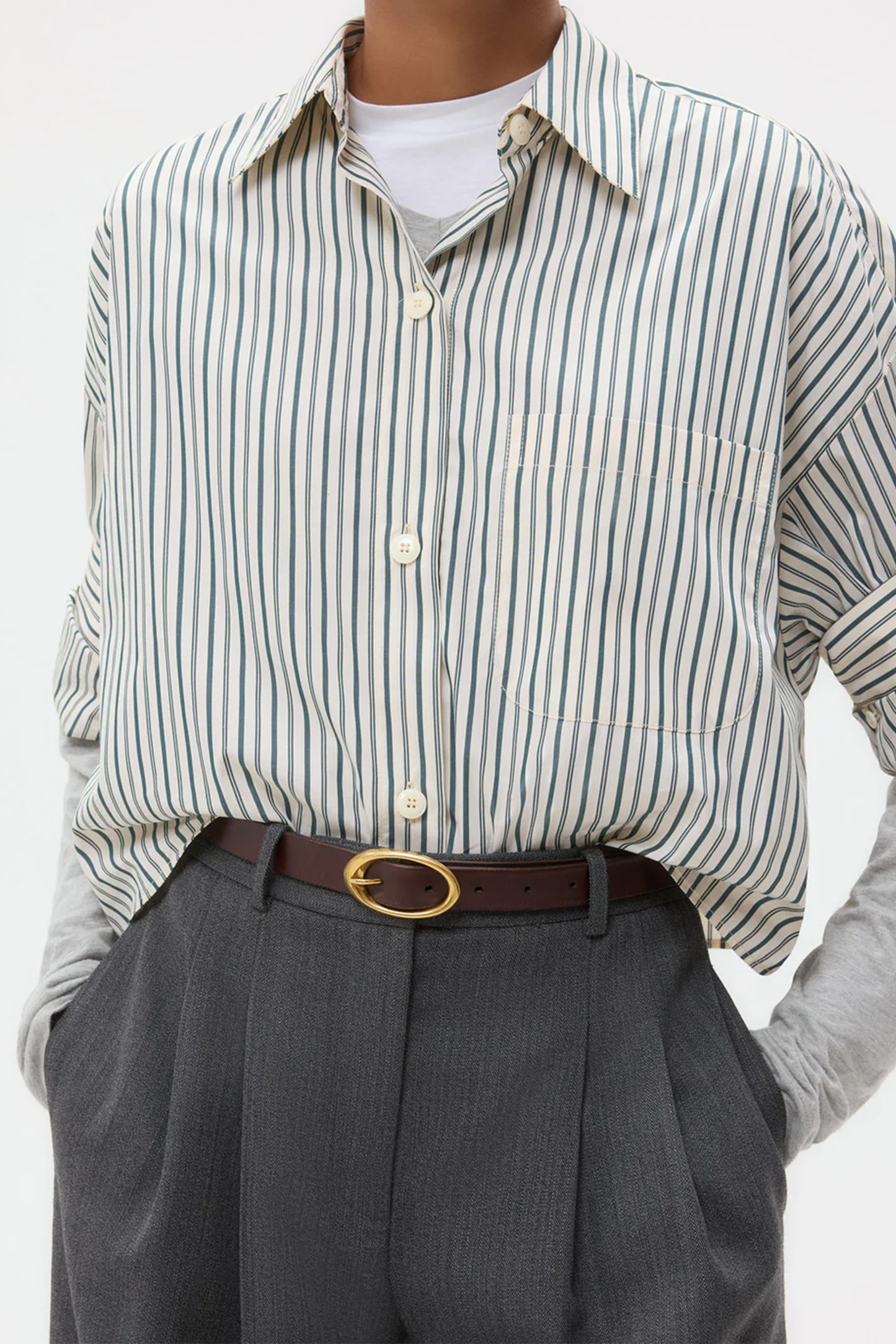 Narrow Leather Belt In Leather