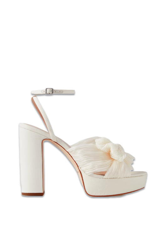 Natalia Bow-embellished Plissé-organza Platform Sandals