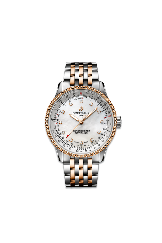 Navitimer Automatic 35 With Pearl Dial & Stainless Steel & 18k Red Gold
