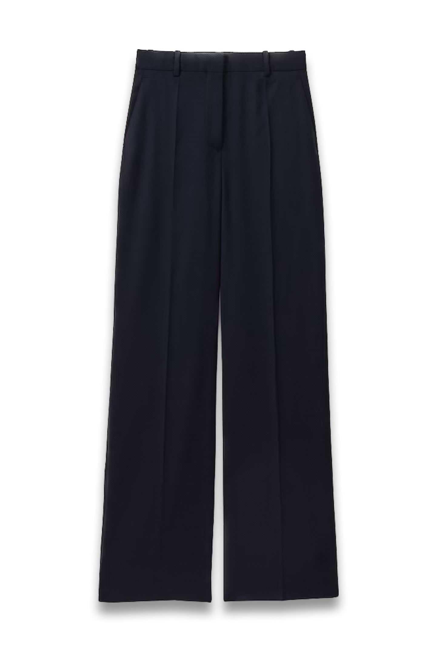 Hallie Textured Wide Leg Suit Trousers in Navy