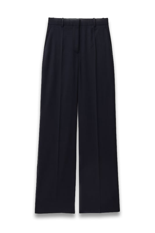 Hallie Textured Wide Leg Suit Trousers in Navy