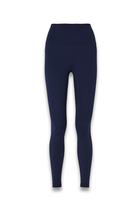 Navy blue leggings on a white background