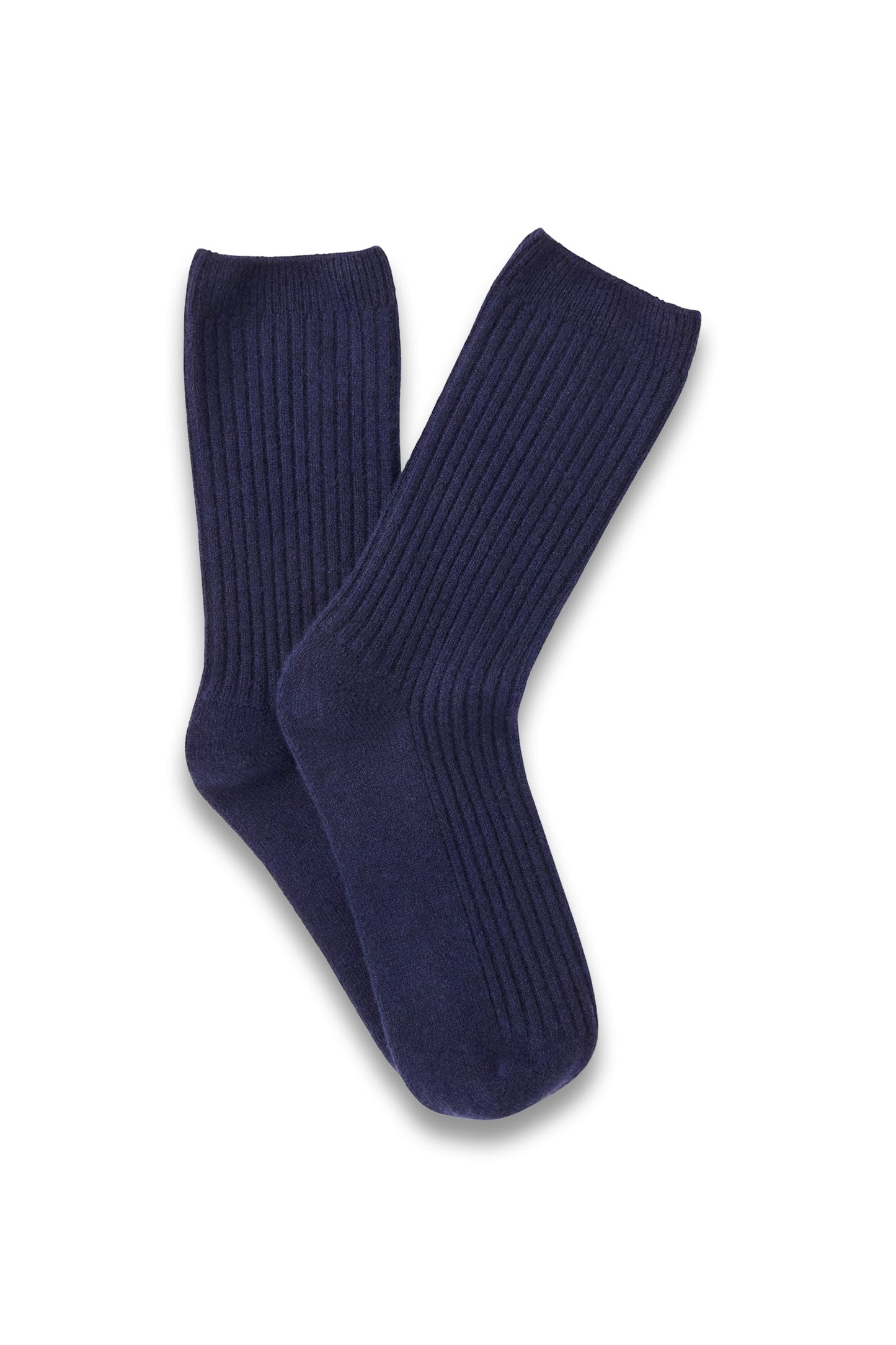 Navy Cashmere Ribbed Socks
