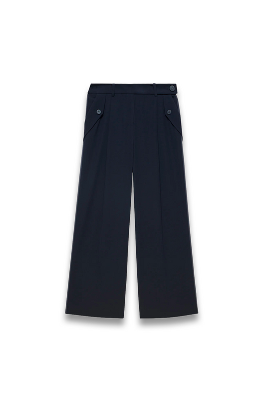 Navy Tailored Wide Trousers