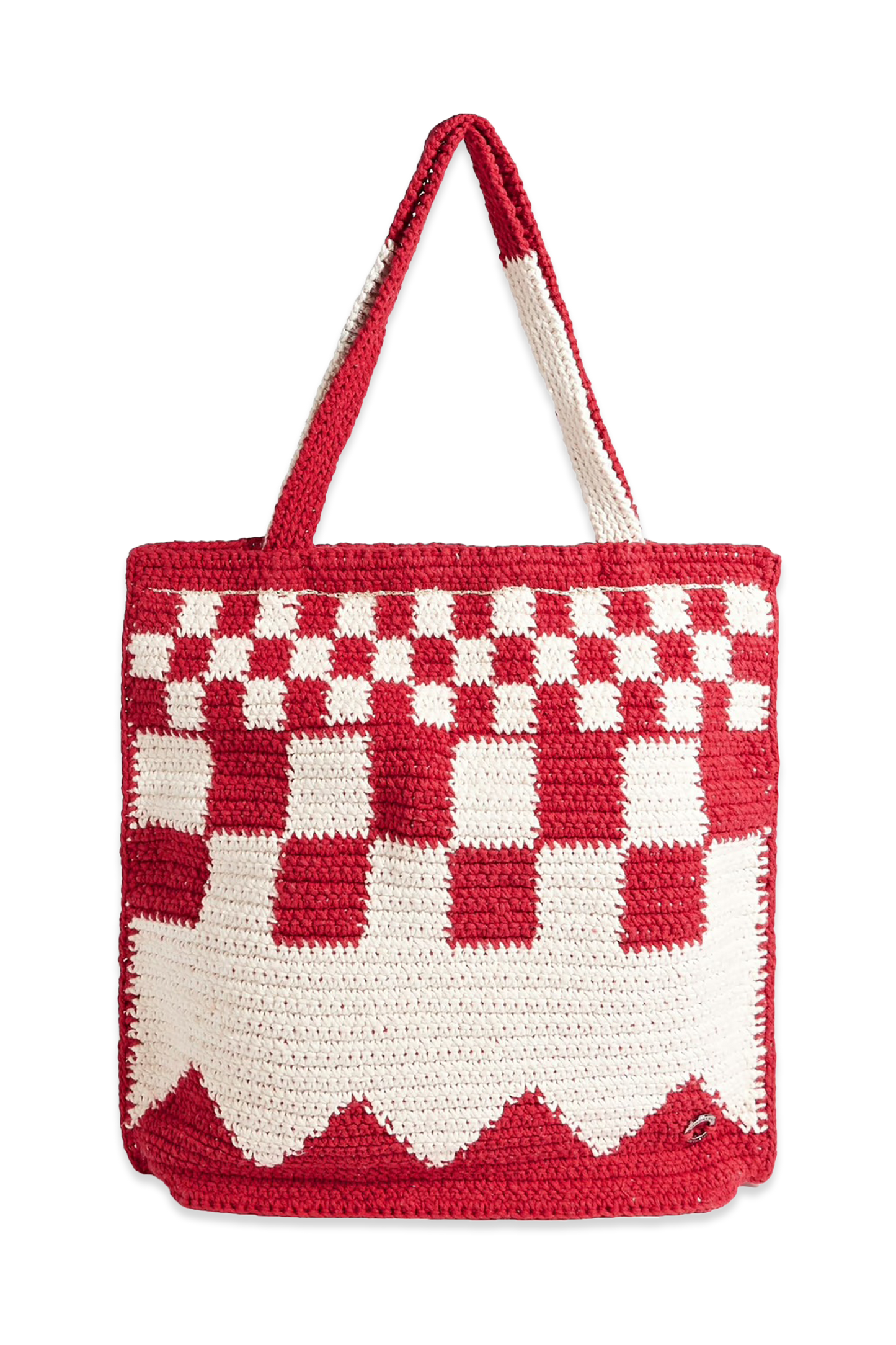 Checked Crochet Tote