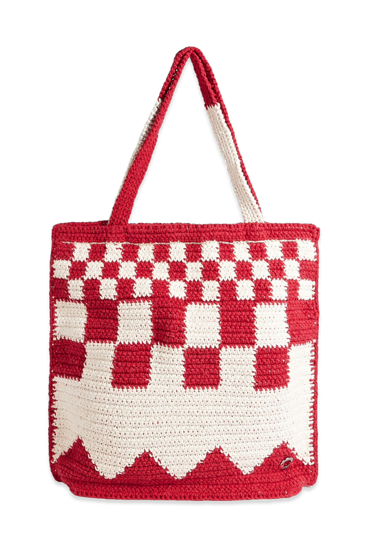 Checked Crochet Tote