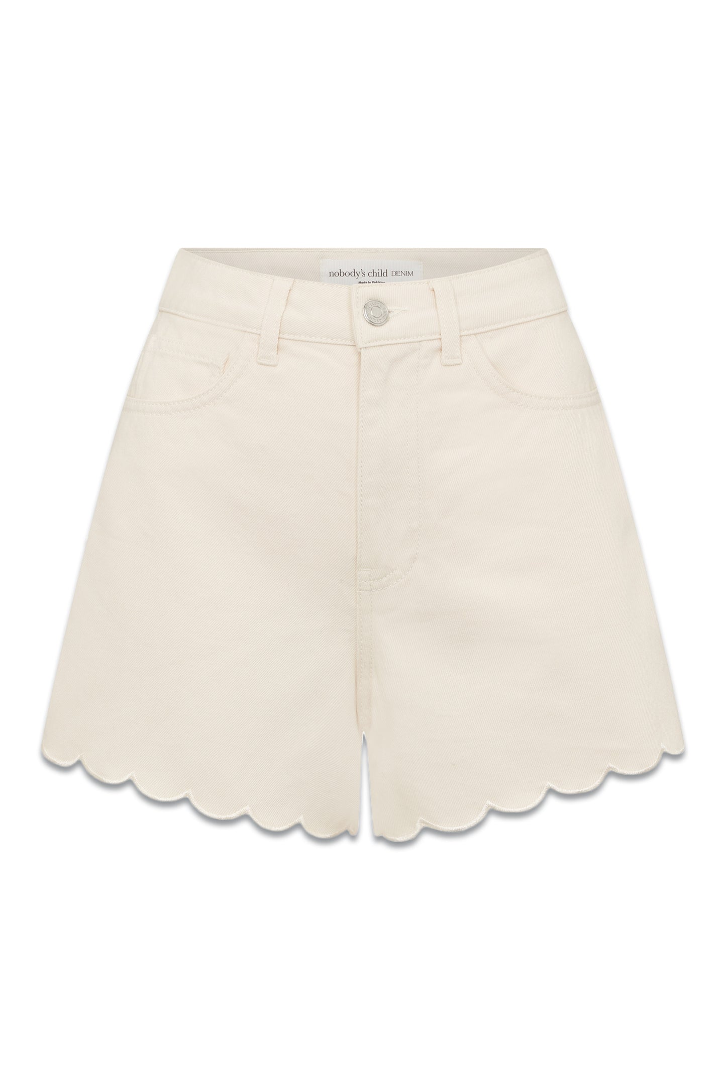 Cream Denim Scallop Shorts