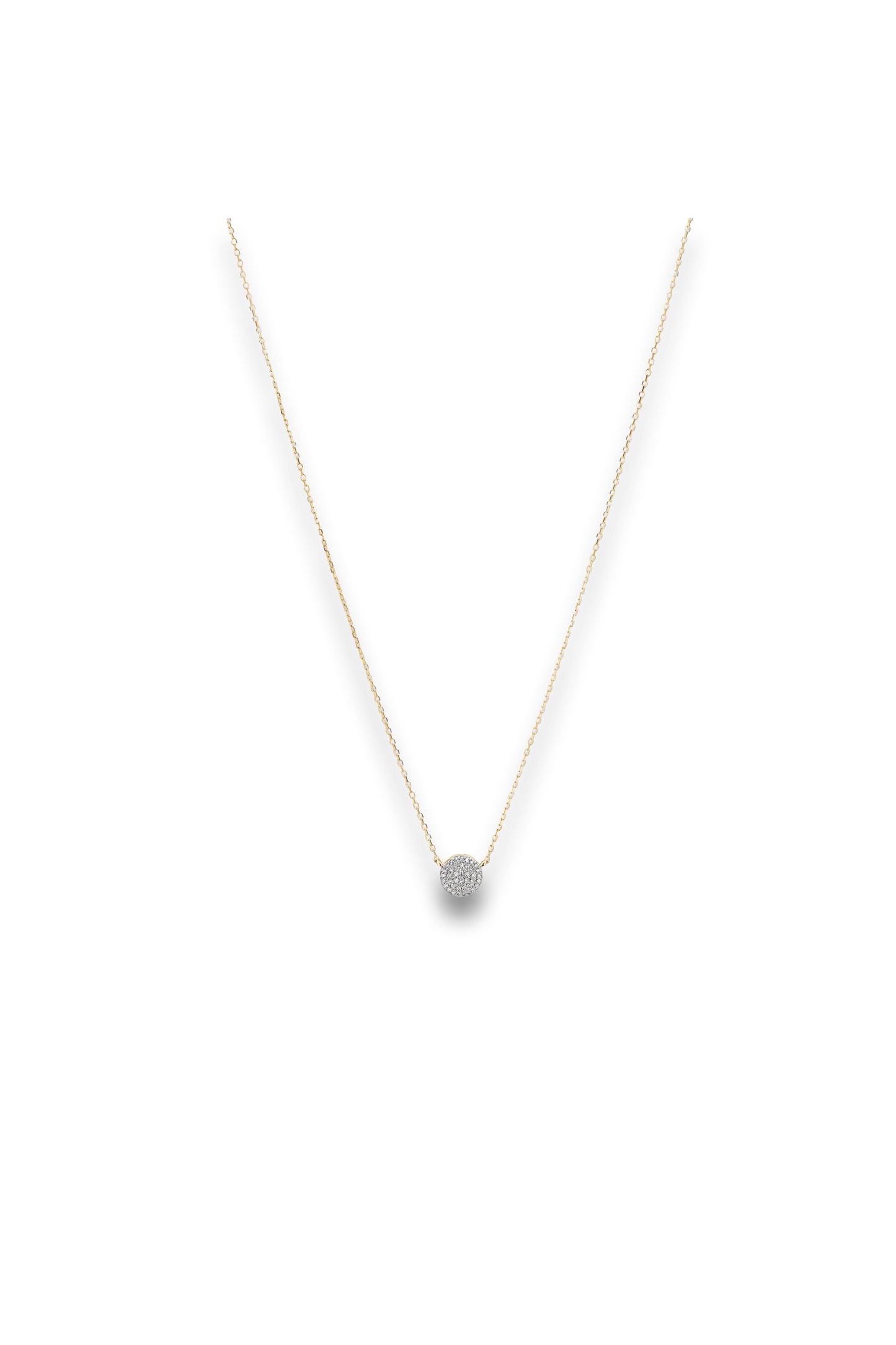 Large Pavé Diamond Round Necklace