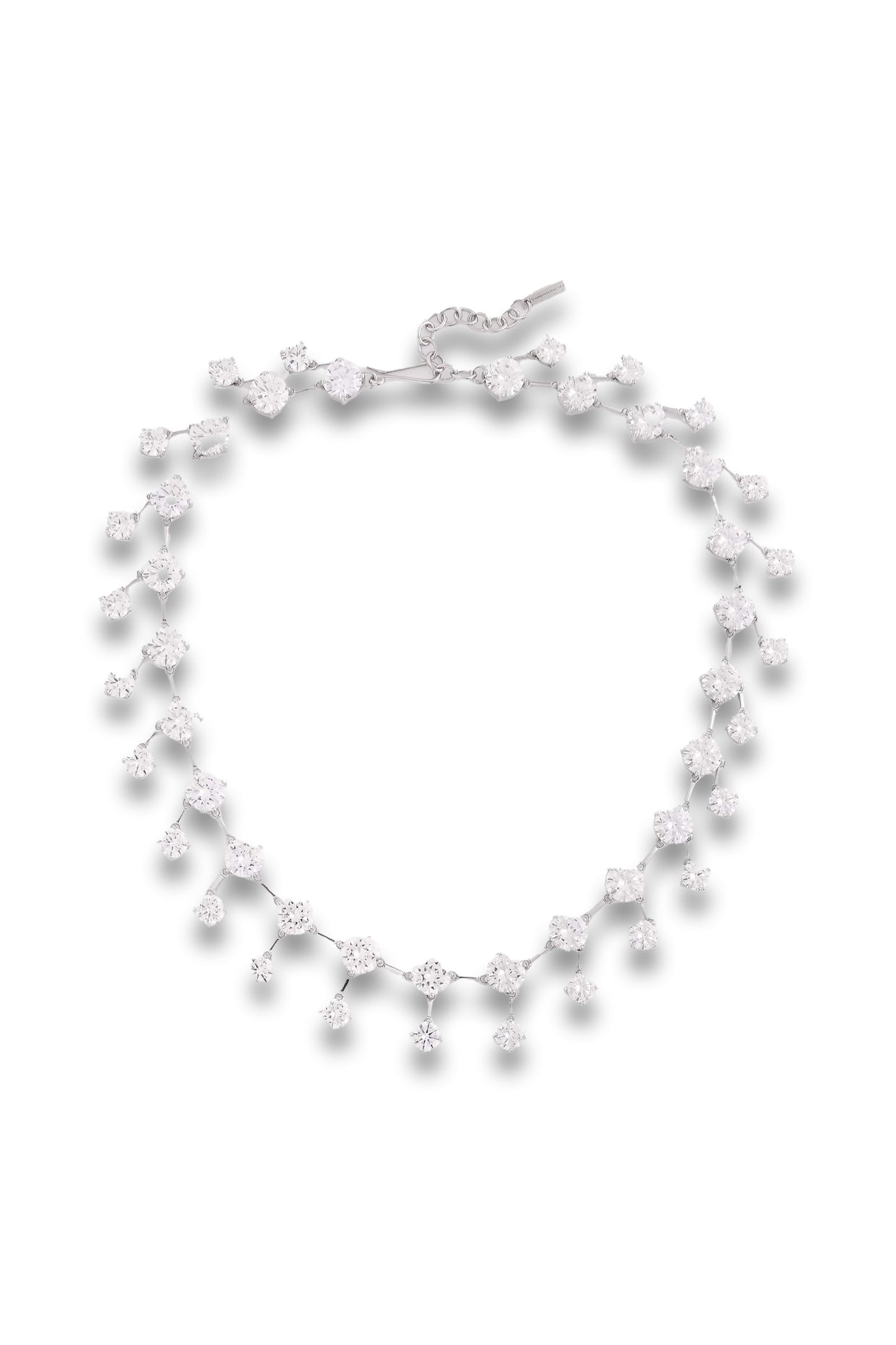 Recycled rhodium-plated silver cubic zirconia necklace