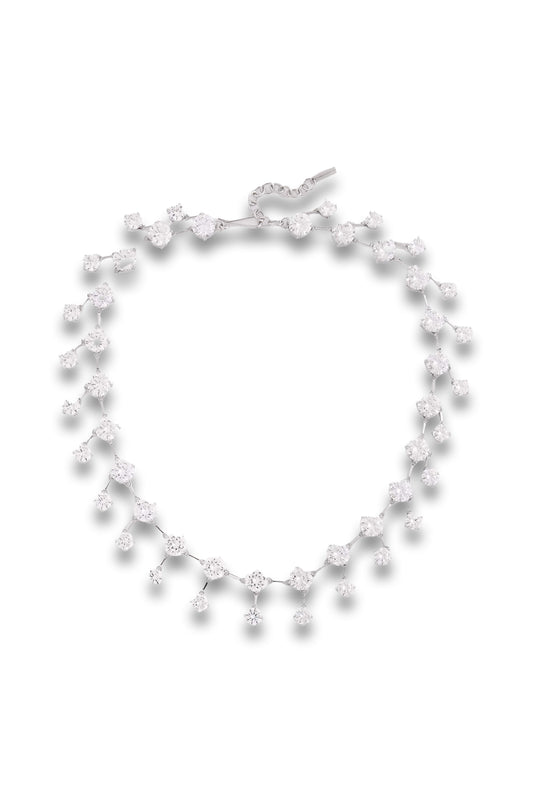 Recycled rhodium-plated silver cubic zirconia necklace