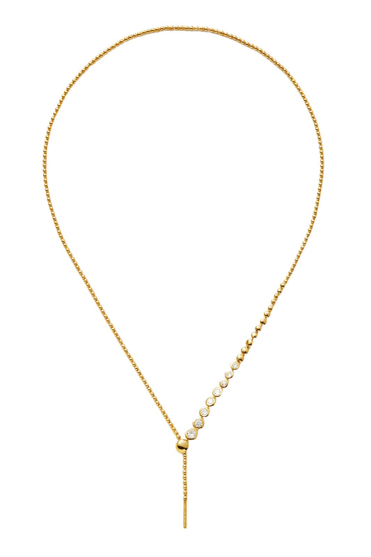 Articulated Beaded Stone Slider Lariat Necklace