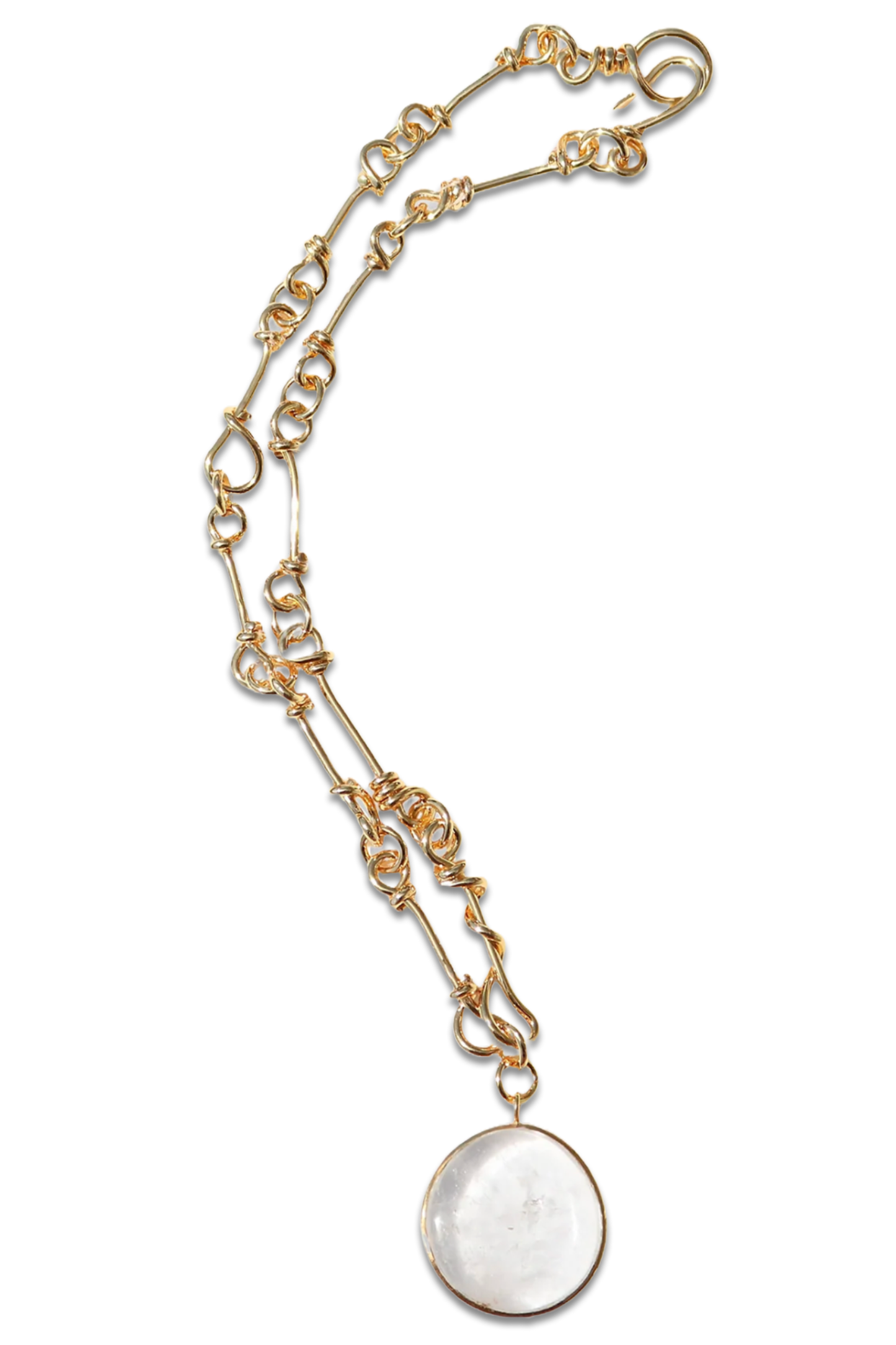 Rock Crystal Necklace With Nomad Chain In Gold