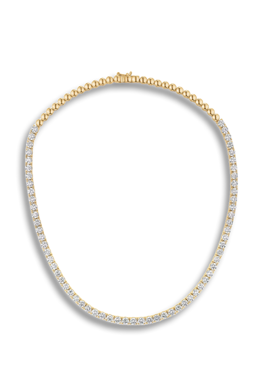 15.00ct Lab Diamond Tennis Necklace 3/4 Set in 9K Yellow Gold F/VS