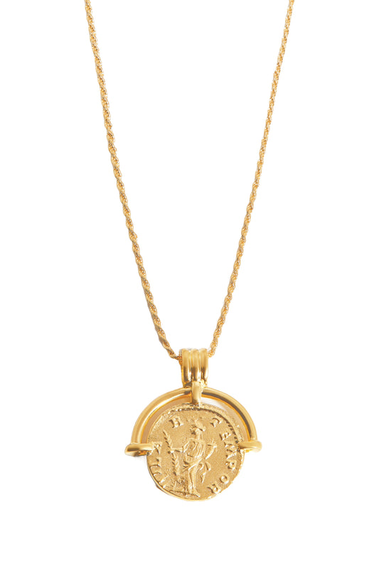 Lucy Williams Long Engravable Roman Arc Coin Necklace