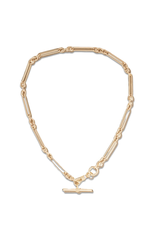 Trombone Albert Clip T-Bar 14kt Gold, Sapphire and Diamond Necklace
