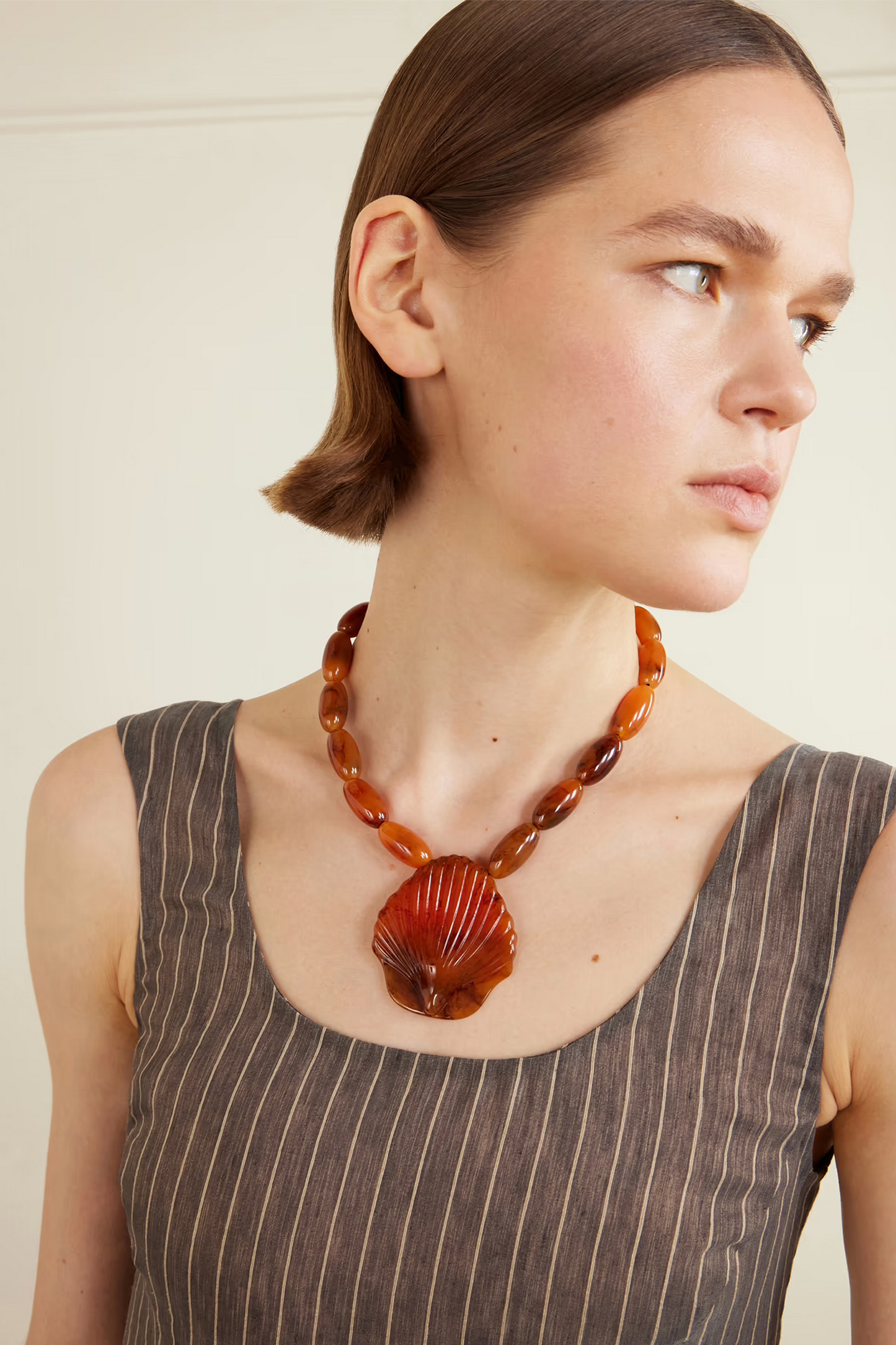 Silver-tone, Shell and Resin Necklace