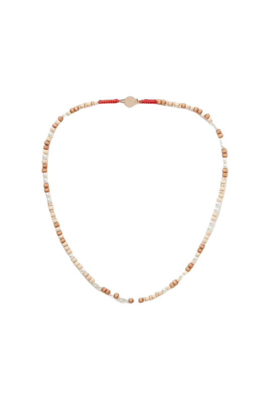 Affogato Gold-tone, Wood and Faux Pearl Necklace