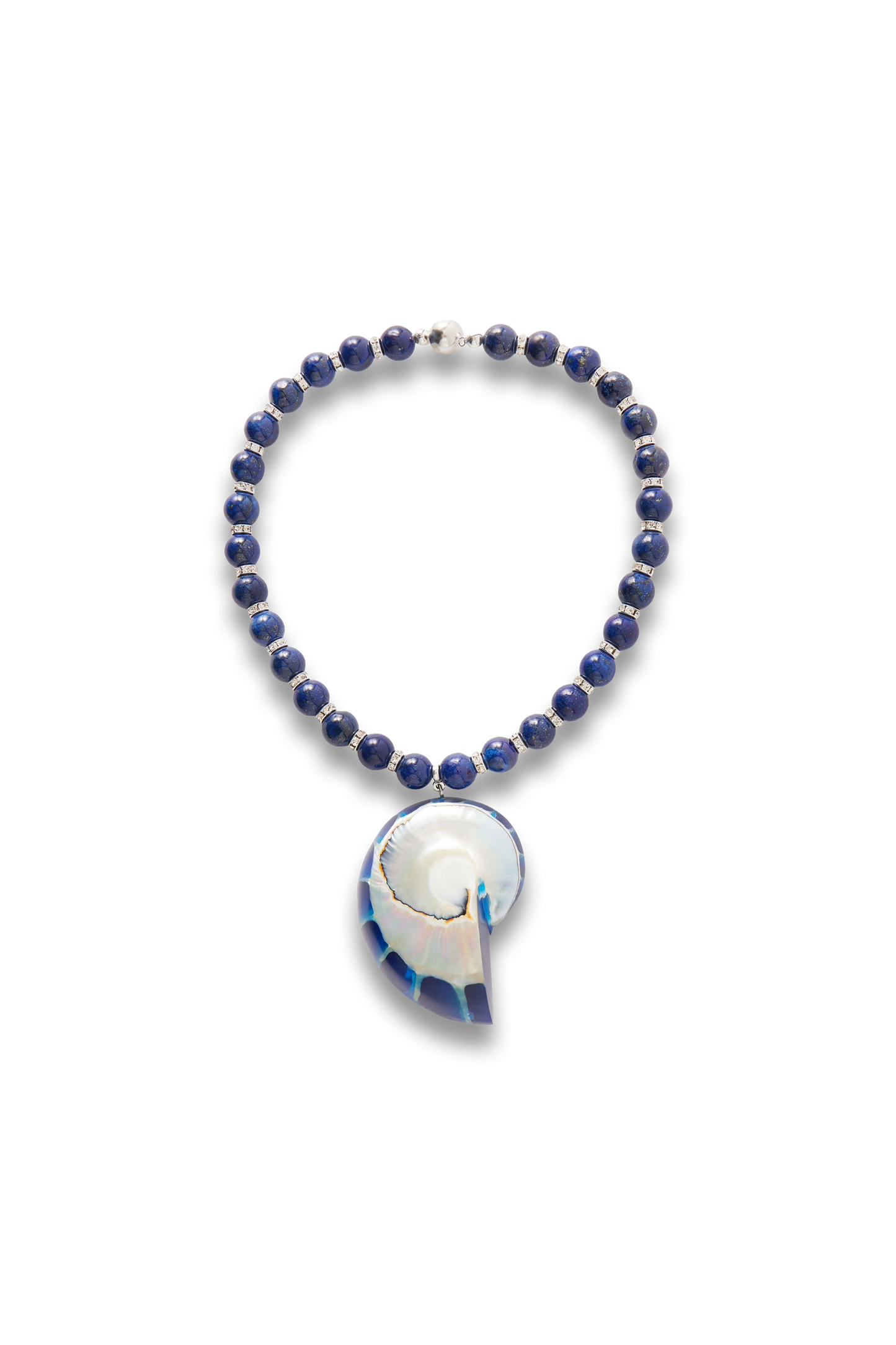 Rhodium-plated, Shell and Resin Necklace
