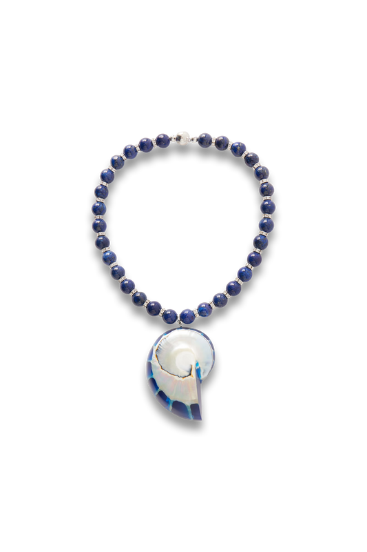 Rhodium-plated, Shell and Resin Necklace