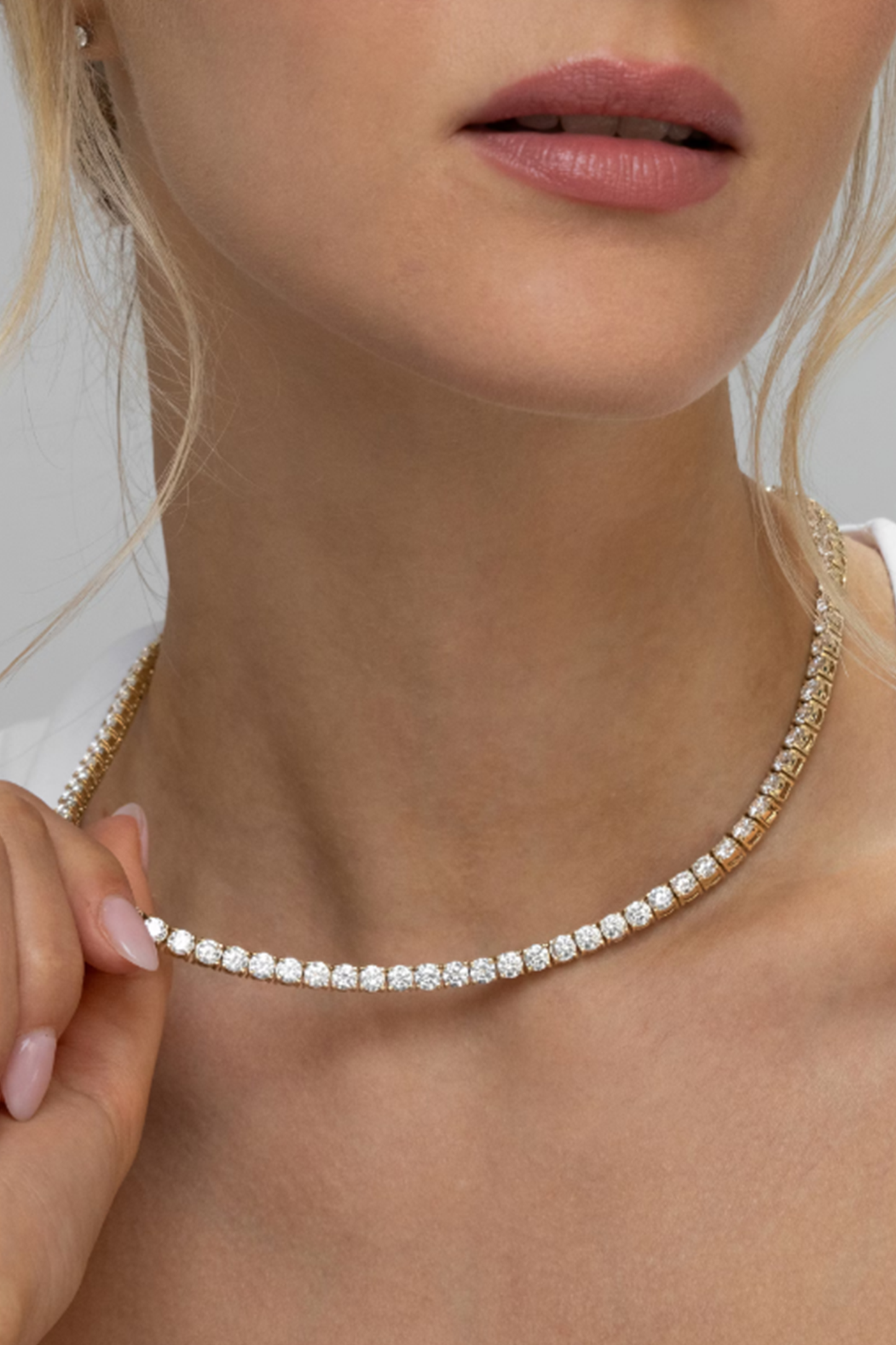 15.00ct Lab Diamond Tennis Necklace 3/4 Set in 9K Yellow Gold F/VS