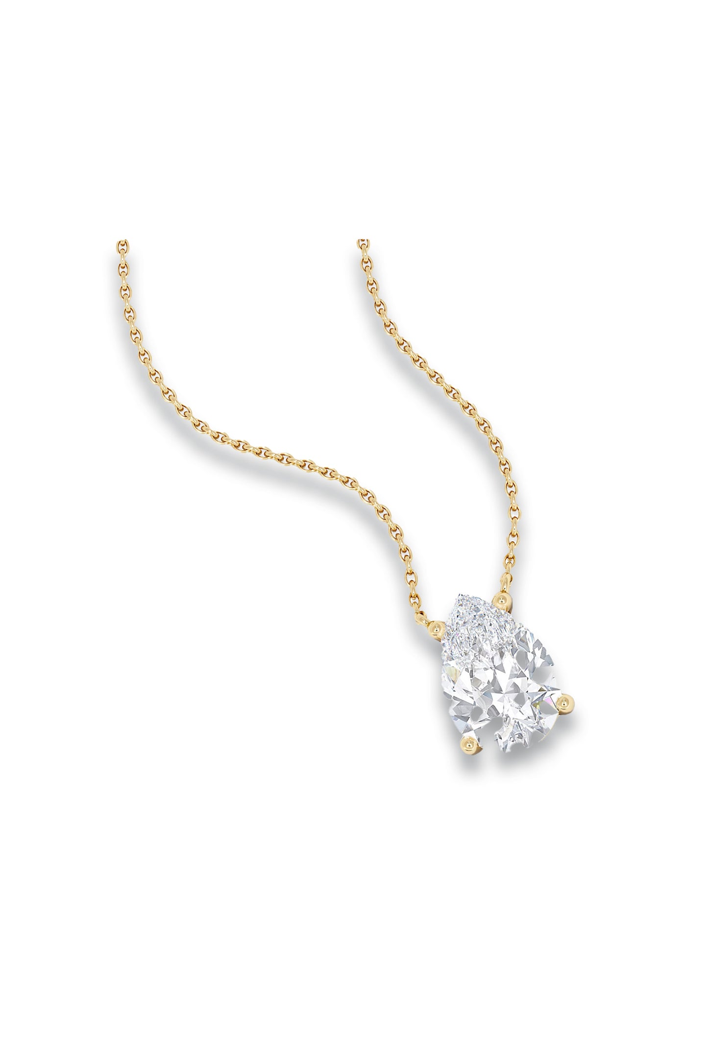 Wanderlust Floating Pear Cut Lab Diamond Solitaire Necklace 2.00ct H/SI in 9K Gold
