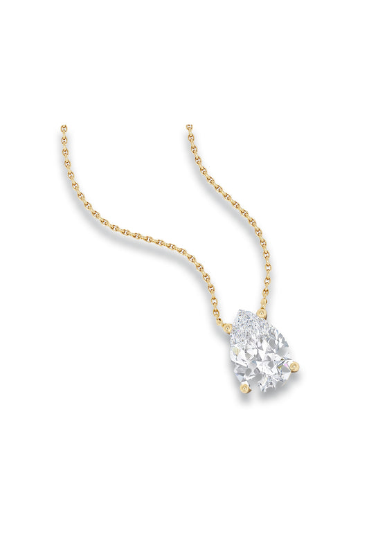 Wanderlust Floating Pear Cut Lab Diamond Solitaire Necklace 2.00ct H/SI in 9K Gold