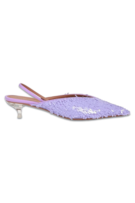 Sequined Neoprene Slingback Pumps In Purple