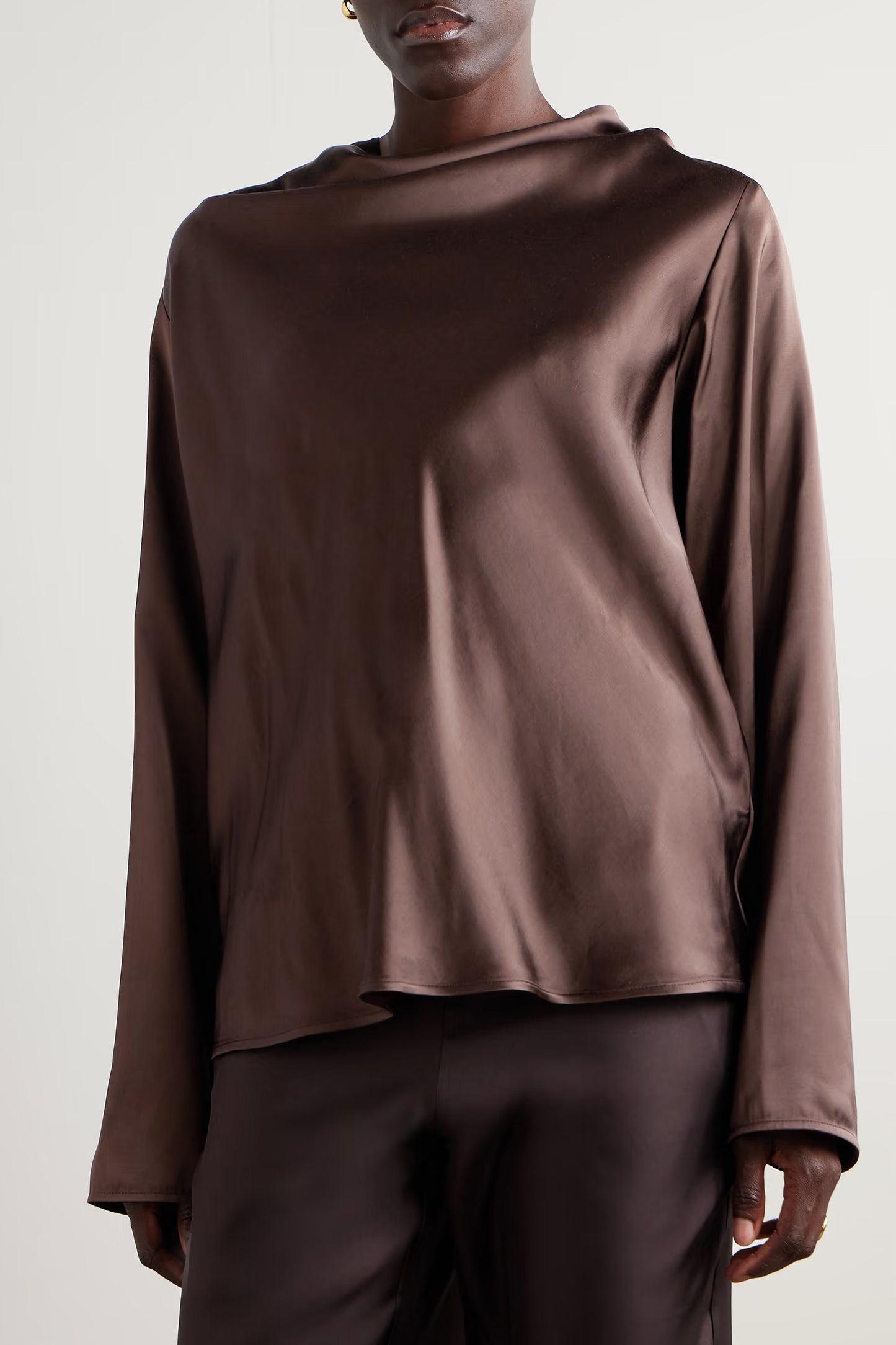 Riddy Oversized Draped Satin Blouse