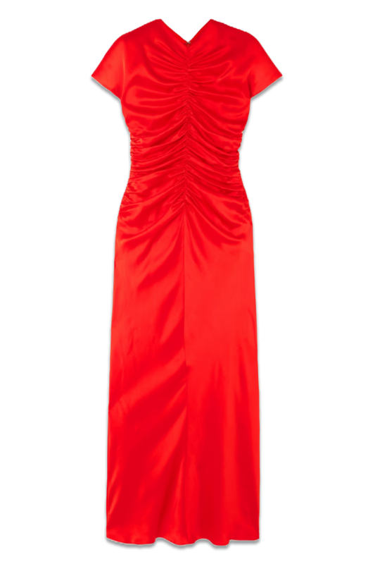 Aubree Ruched Silk-Satin Maxi Dress