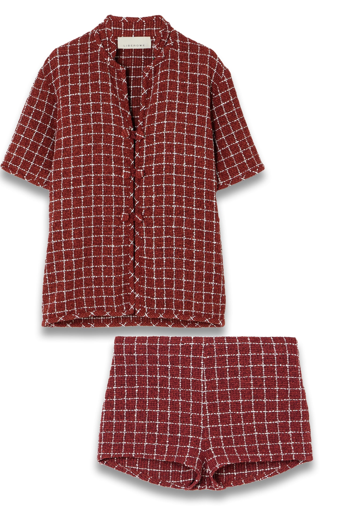 Madeline Checked Bouclé-Tweed Shorts and Hetty Oversized Checked Bouclé-Tweed Shirt