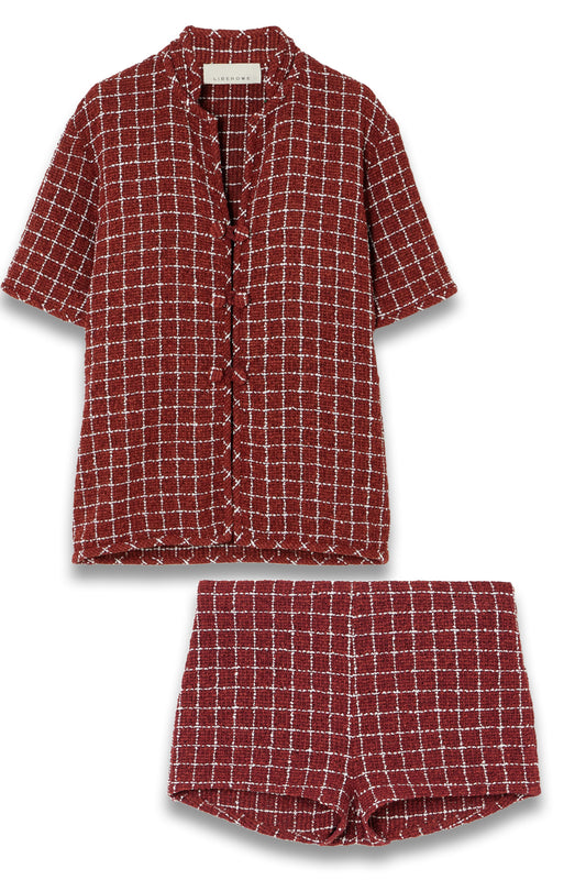 Madeline Checked Bouclé-Tweed Shorts and Hetty Oversized Checked Bouclé-Tweed Shirt