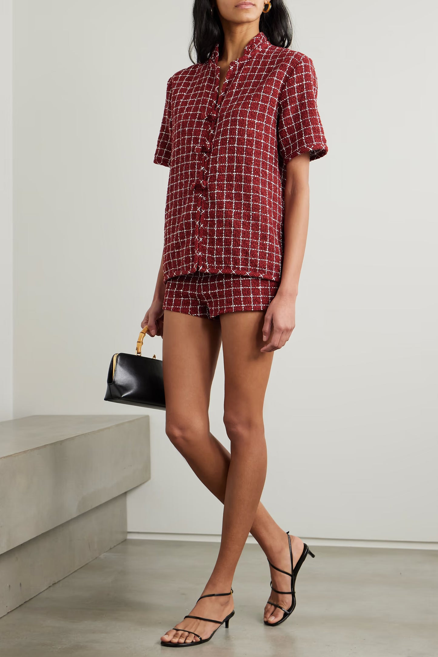 Madeline Checked Bouclé-Tweed Shorts and Hetty Oversized Checked Bouclé-Tweed Shirt