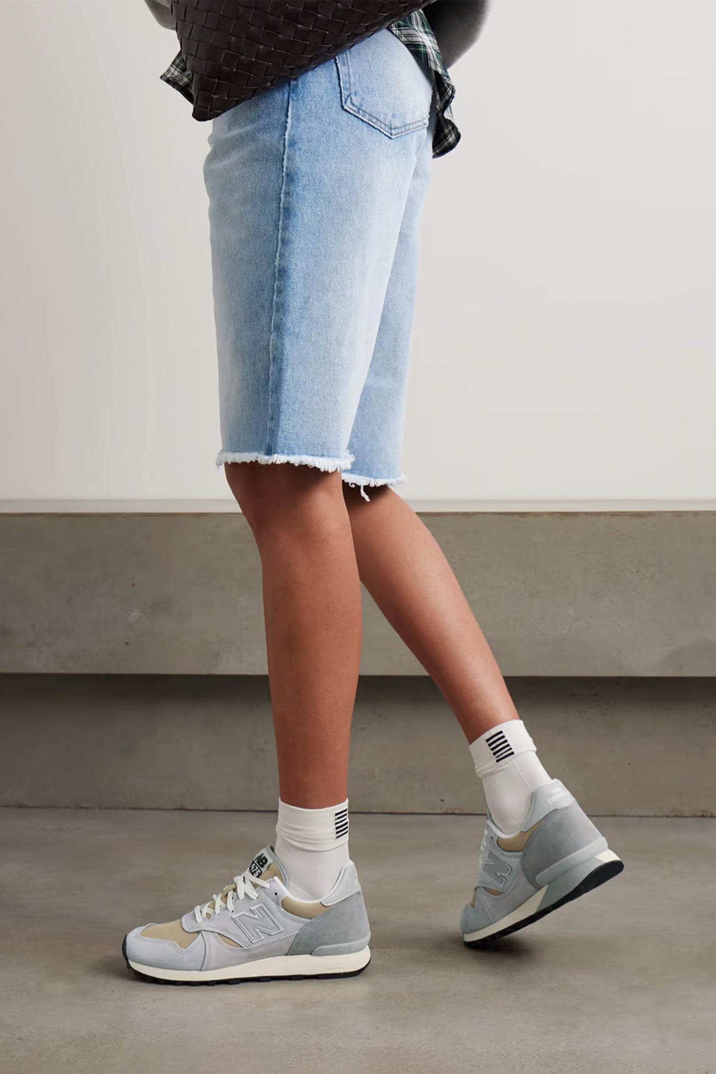 574 leather-trimmed suede and mesh grey sneakers
