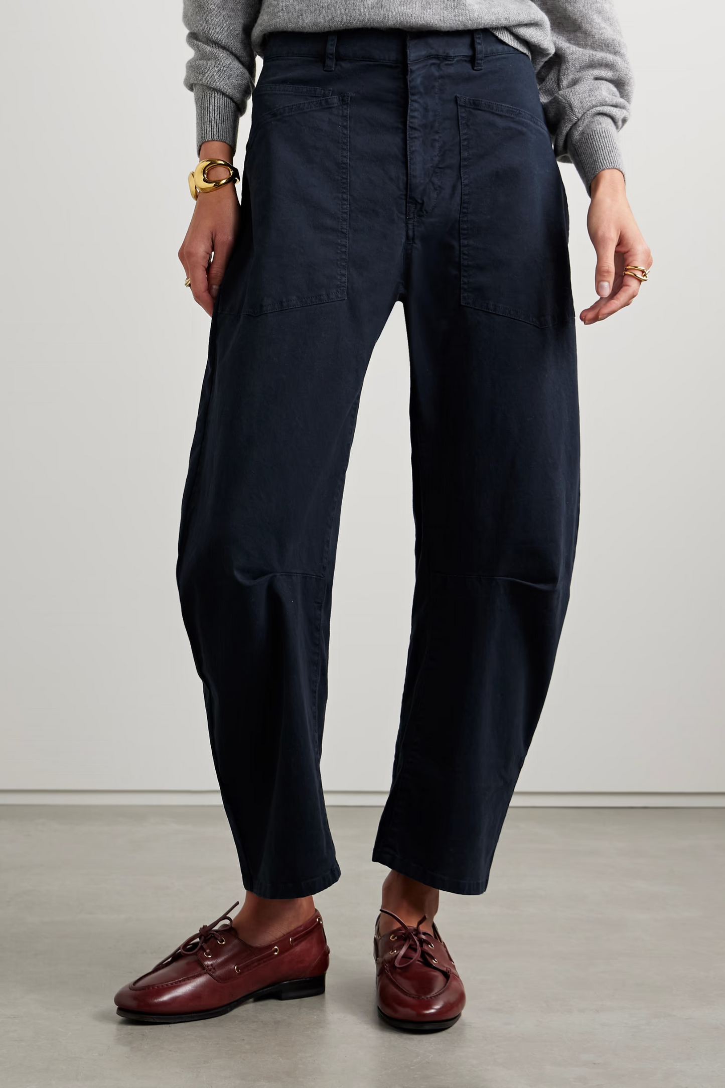 Shon Cotton-blend Twill Tapered Pants in Midnight Blue