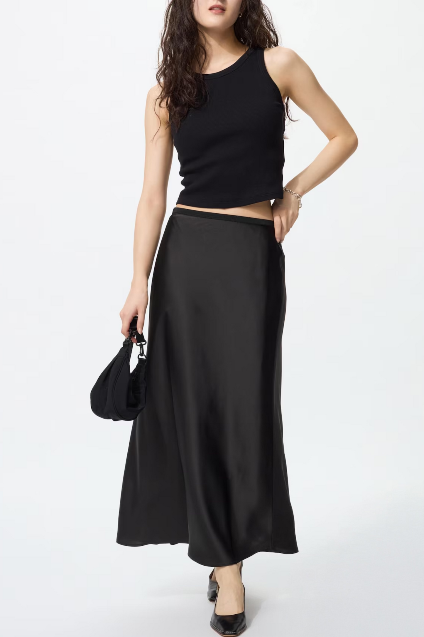 Satin Skirt in Black