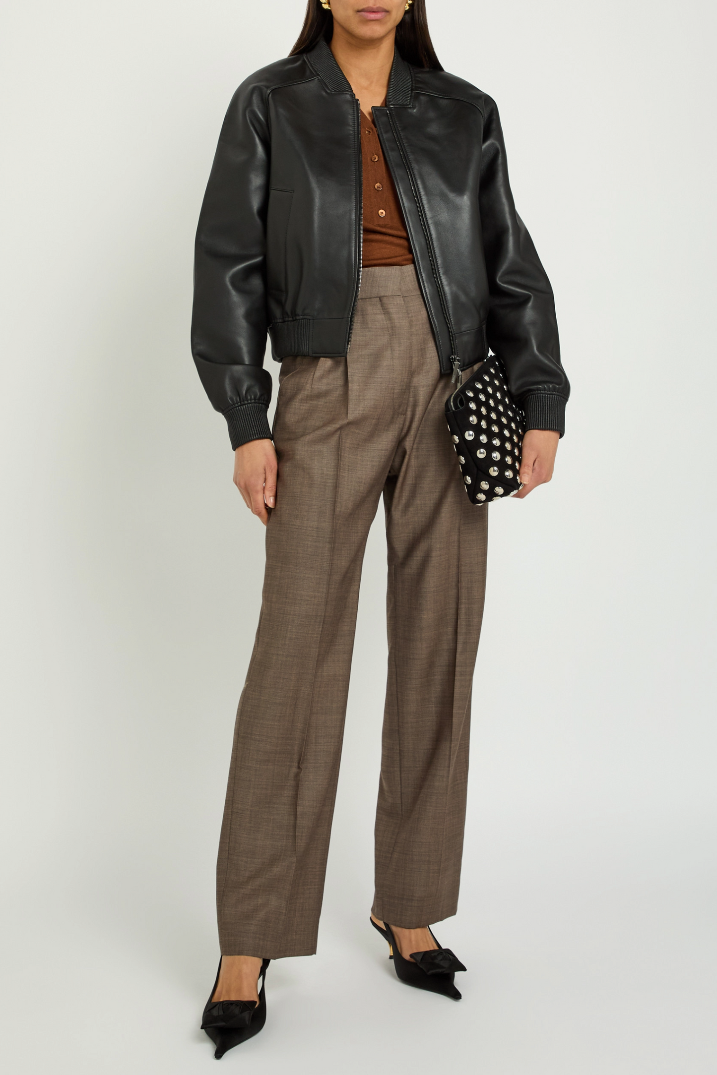 Quinn Leather Bomber Jacket