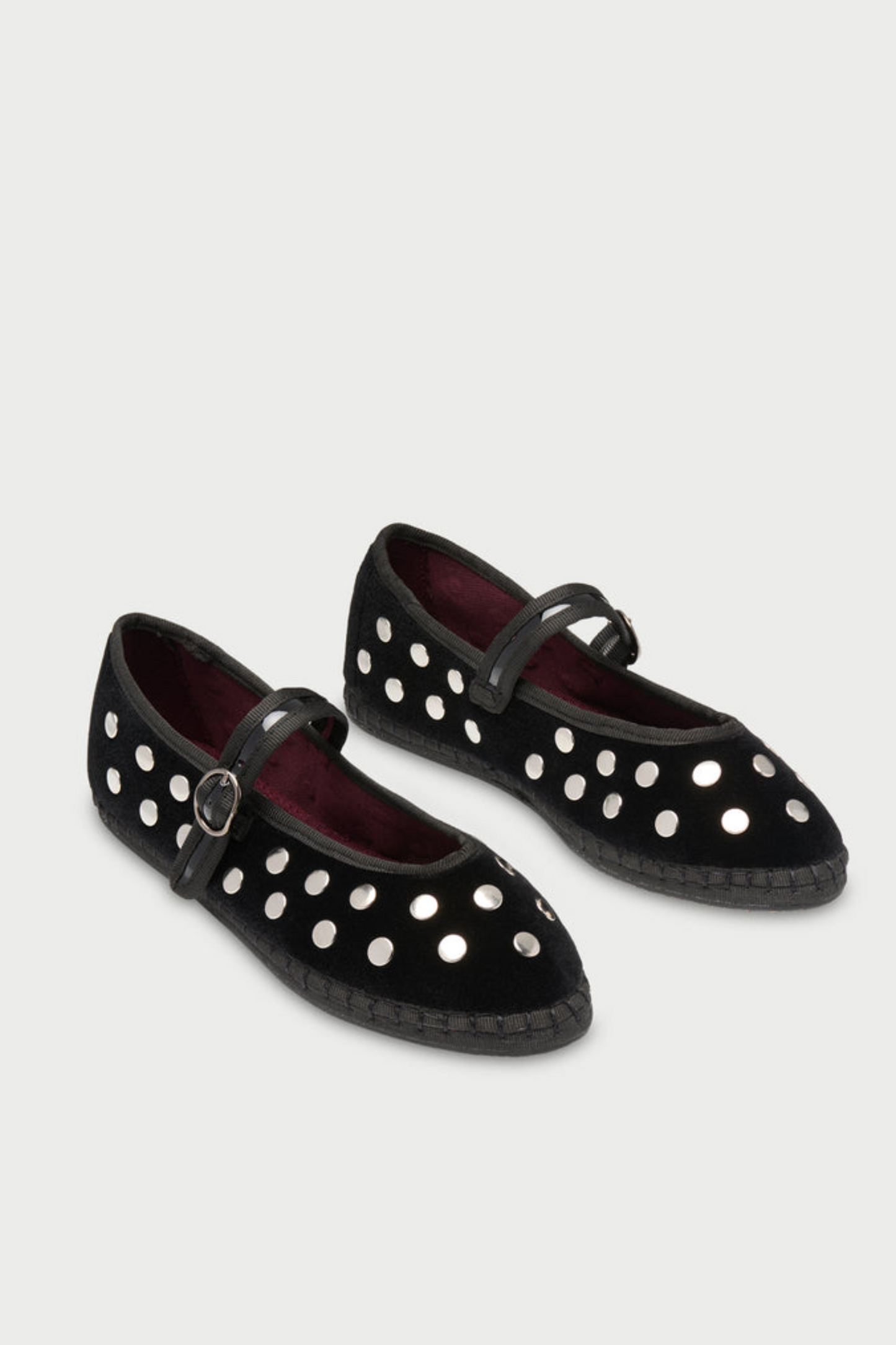 Mae Velvet Ballerina in Silver Black