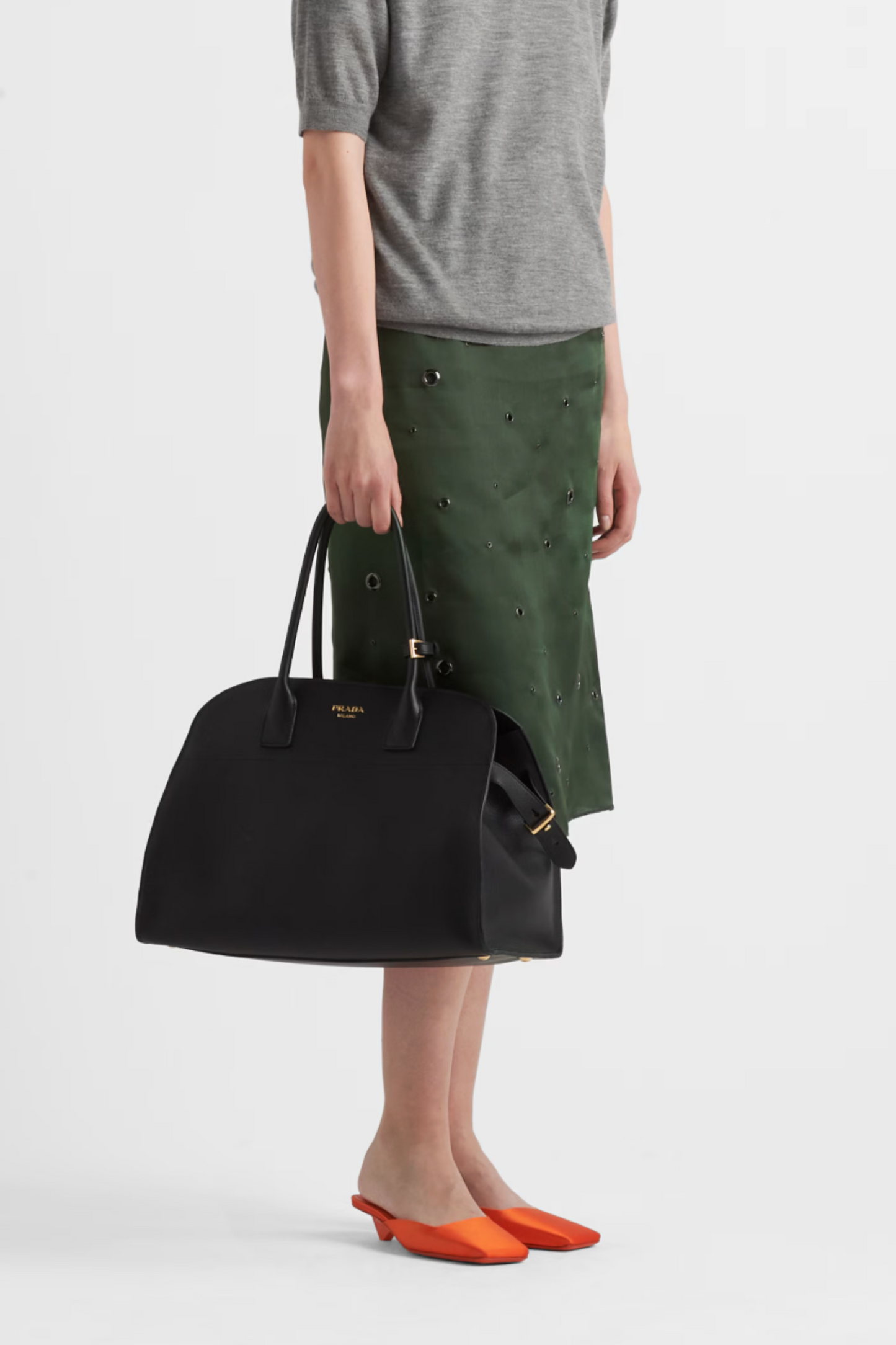 Large Leather Tote Bag with Buckles