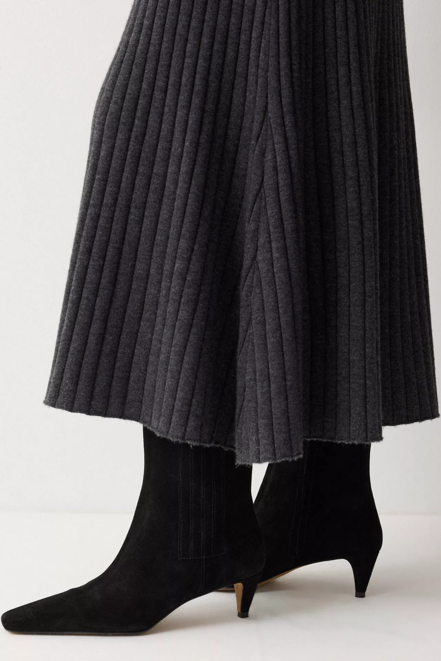 Valerie Suede Kitten Heel Ankle Boots in Black