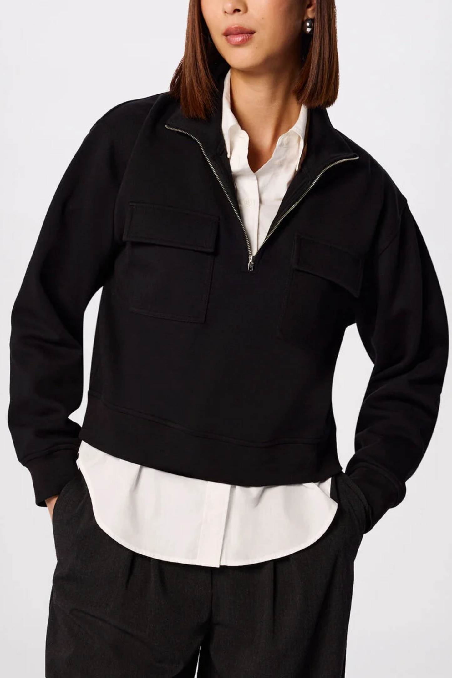 Black Funnel Quarter-zip Sweat