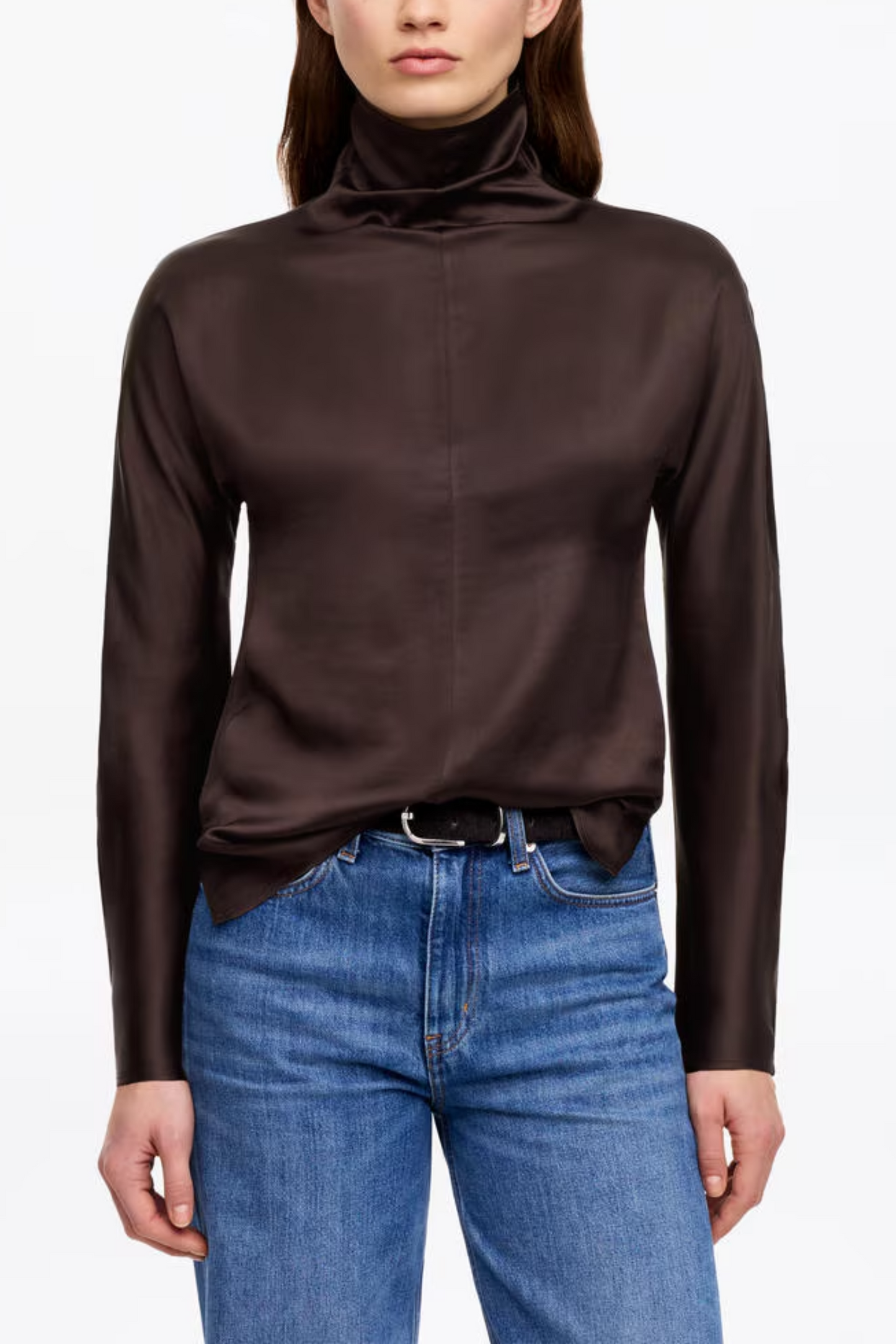 Mock-Neck Satin Top