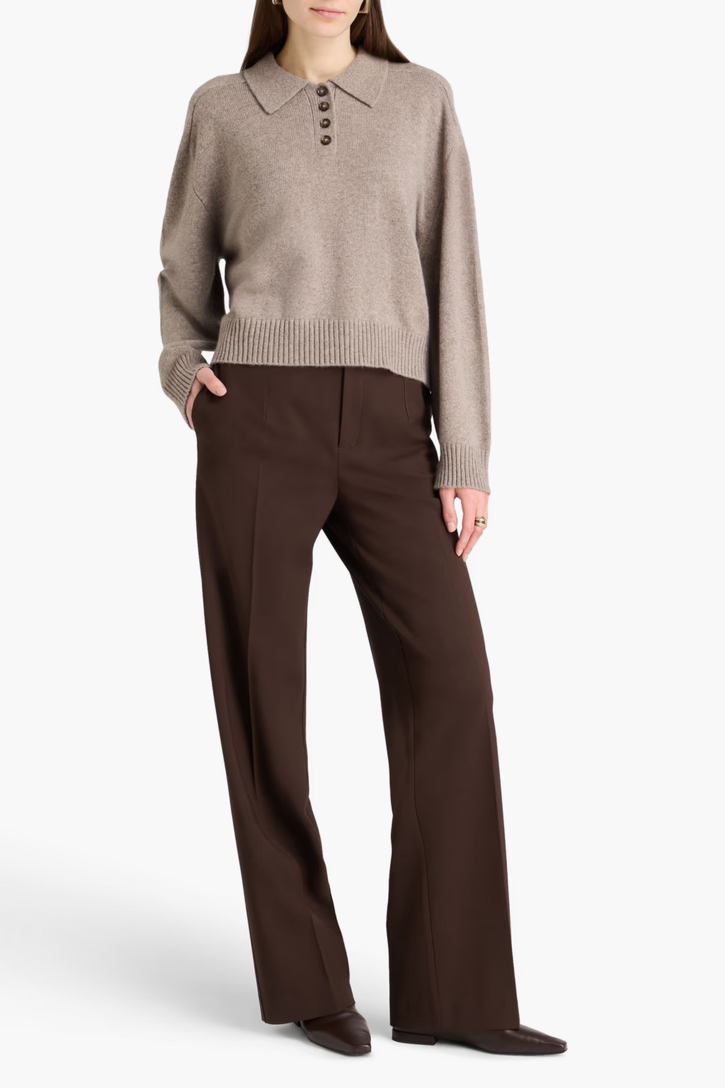 Homere Cashmere Polo Sweater in Taupe