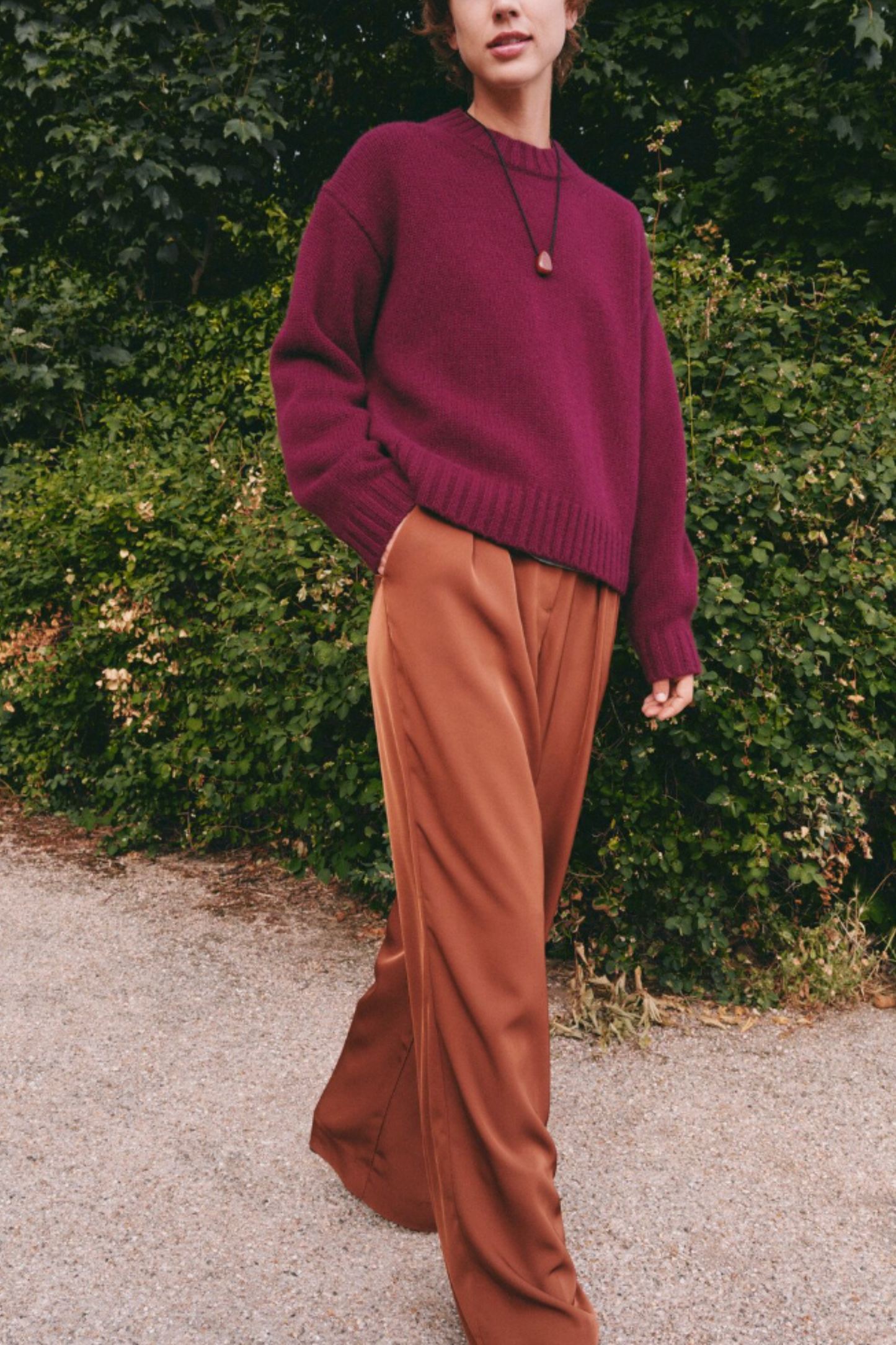 Cora Chunky Cashmere Jumper in Burgundy Purple