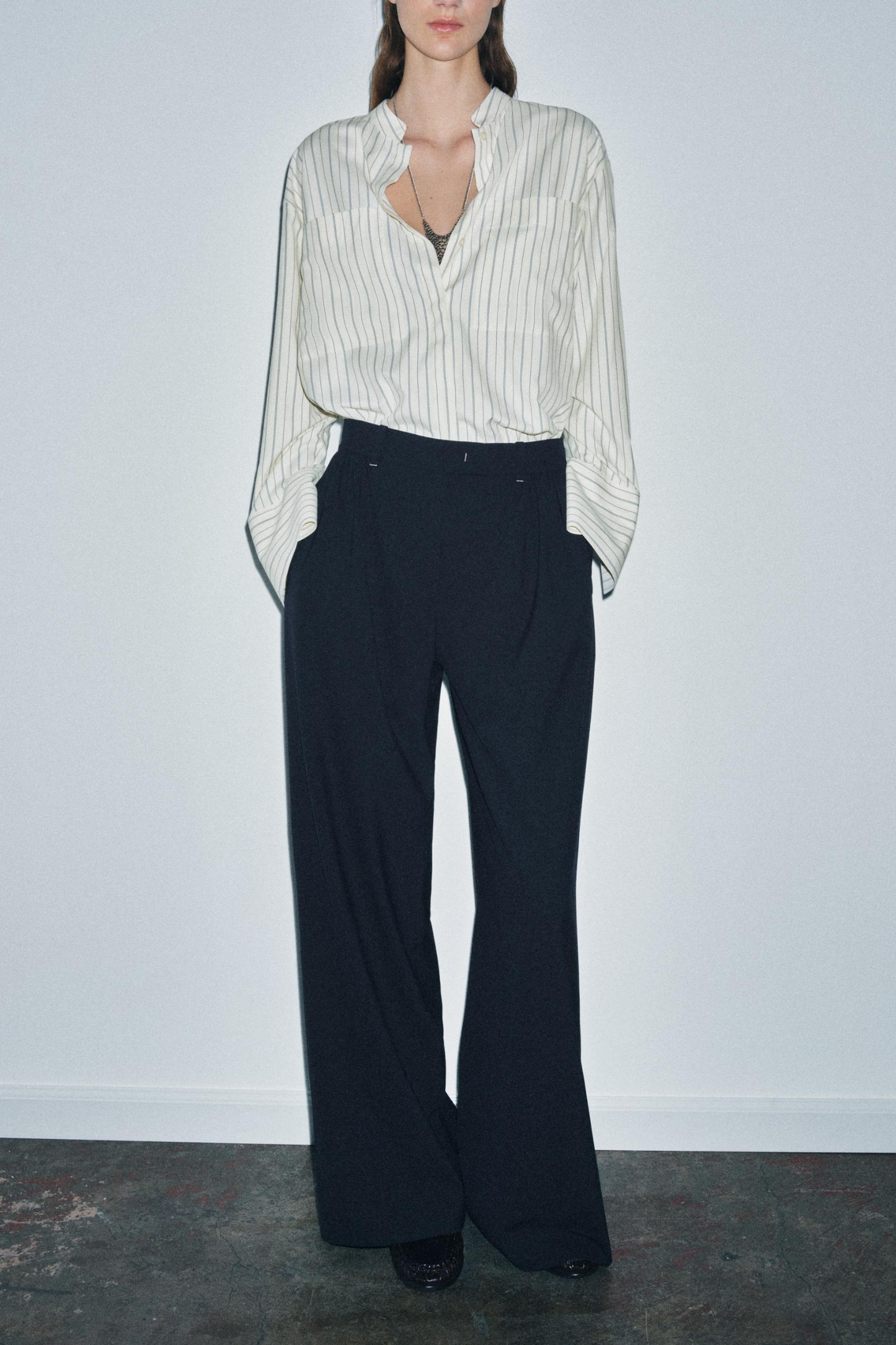 Striped Stand Collar Shirt