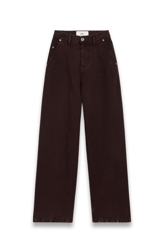 Burgundy Cotton Wide Fit Jeans